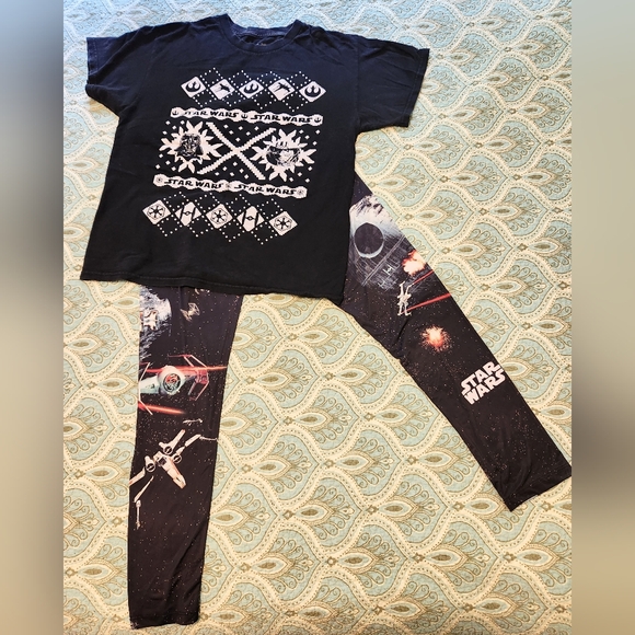 Star Wars Tee & Tights PJs Sleepwear Lounge Wear M - Picture 2 of 5
